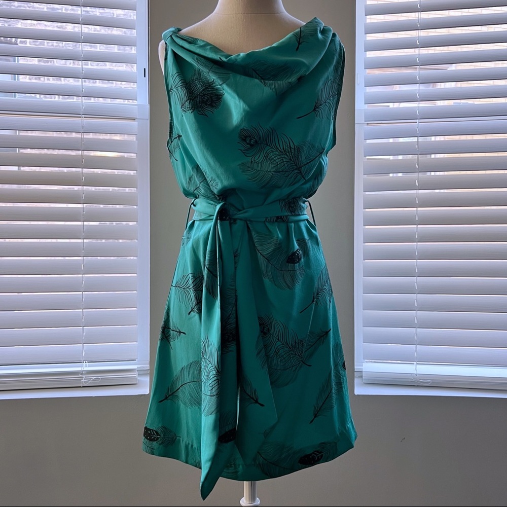 Green Drape Neck Dress